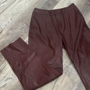 Burgundy faux leather lulu pants
